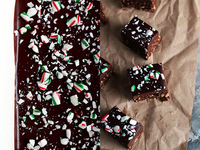 No-Bake Candy Cane Mint Brownies (Vegan, Gluten Free, Soy Free) - ilovevegan #glutenfree #soyfree #vegan