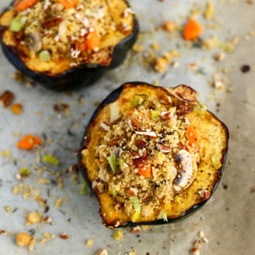 Leek & Mushroom Couscous Stuffed Squash - ilovevegan.com