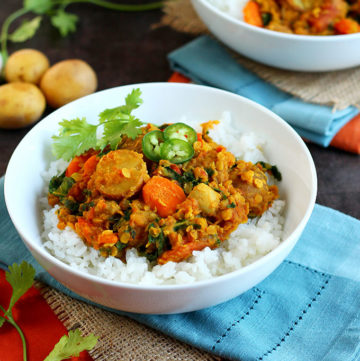 Potato Veggie Lentil Curry - ilovevegan.com