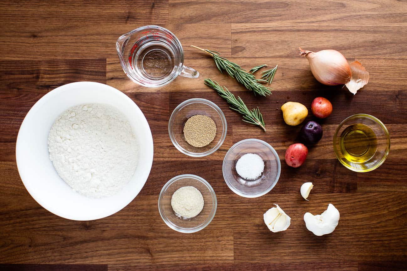 Ingredients for making Rosemary Herb & Potato Focaccia