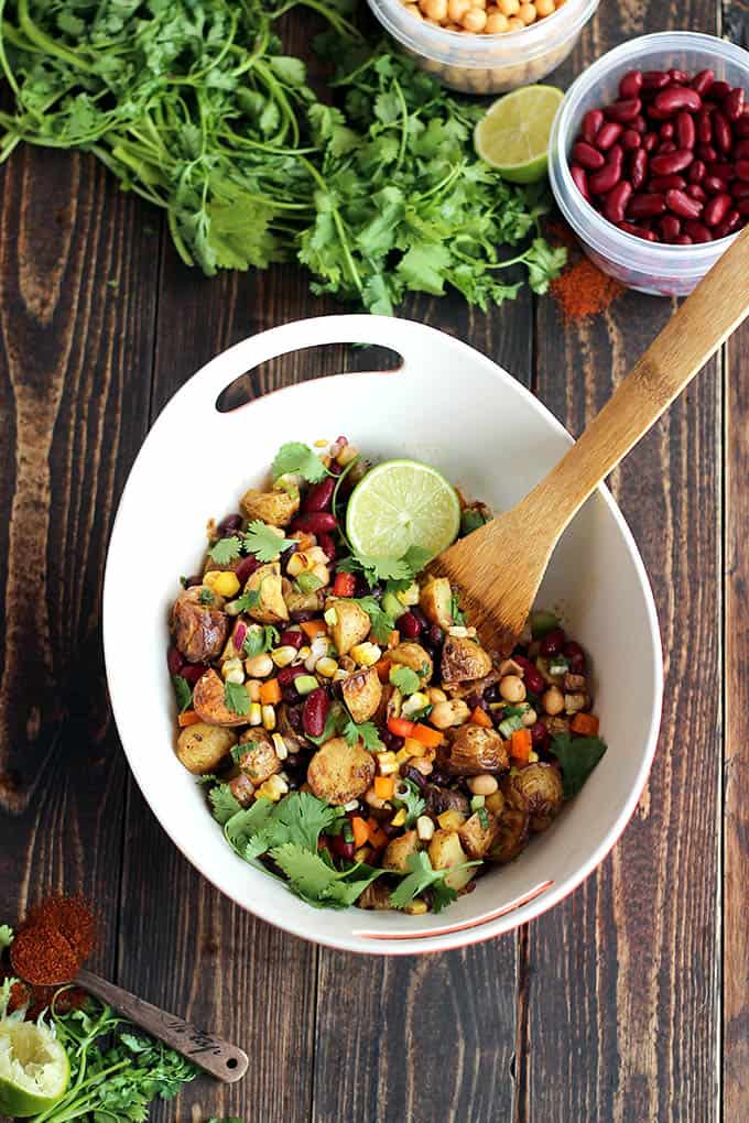 Tex-Mex Three Bean Potato Salad - ilovevegan.com