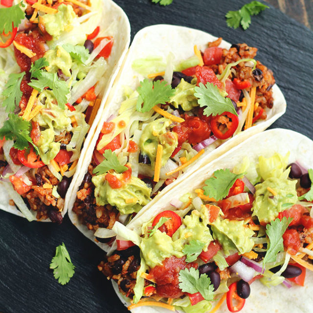 Vegan 7 Layer Tacos - ilovevegan.com